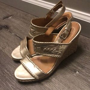 Jack Rogers gold woven espadrilles